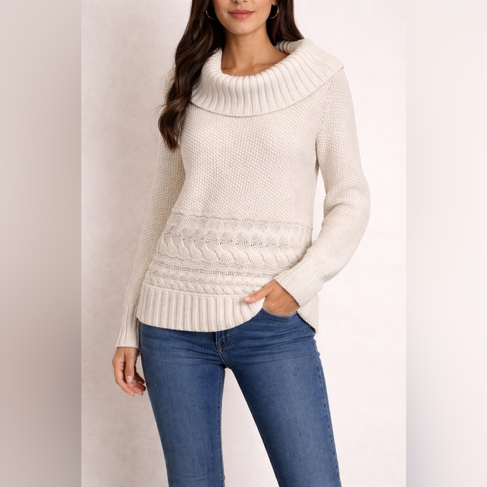 White House Black Market Cowl Neck Knit Sweater Large EUC